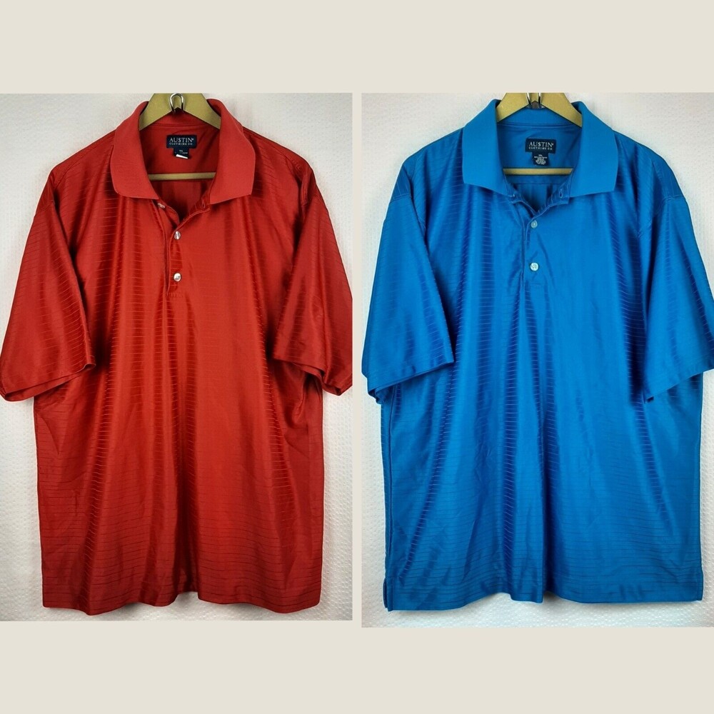 Austin Clothing Company Men Set of 2 Polo Shirts Blue and Red Short Sleeve XXL